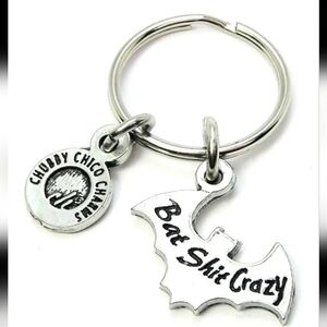 Pewter Keychain Halloween Chubby Chico Charms Bat Sh*t Crazy Keyring NWT